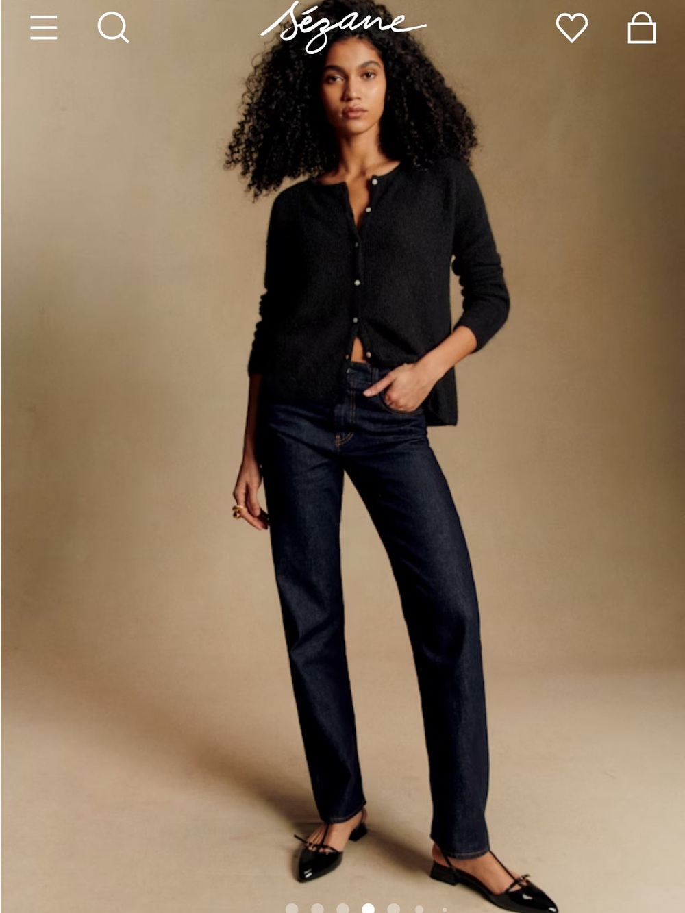 Sezane Gaspard Black Button-Front Women's Sweater Cardigan - Picture 10 of 13
